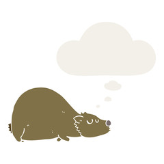 cartoon bear and thought bubble in retro style