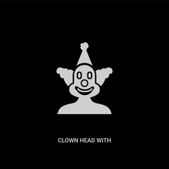 white clown head with hat vector icon on black background. modern flat clown head with hat from party concept vector sign symbol can be use for web, mobile and logo.