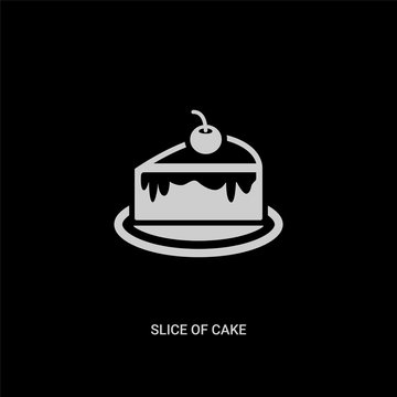 white slice of cake vector icon on black background. modern flat slice of cake from party concept vector sign symbol can be use for web, mobile and logo.