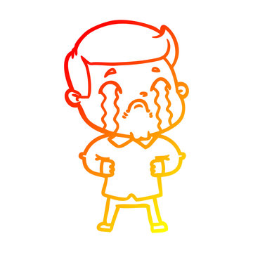 recommend clip art: warm gradient line drawing cartoon man crying
