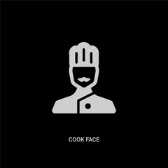 white cook face vector icon on black background. modern flat cook face from people concept vector sign symbol can be use for web, mobile and logo.