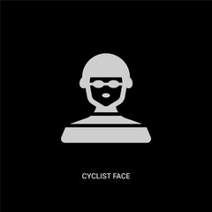 white cyclist face vector icon on black background. modern flat cyclist face from people concept vector sign symbol can be use for web, mobile and logo.