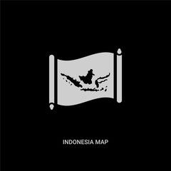 white indonesia map vector icon on black background. modern flat indonesia map from countrymaps concept vector sign symbol can be use for web, mobile and logo.