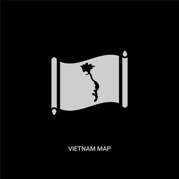 white vietnam map vector icon on black background. modern flat vietnam map from countrymaps concept vector sign symbol can be use for web, mobile and logo.