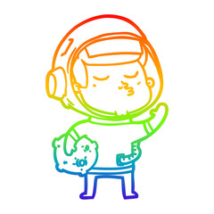 rainbow gradient line drawing cartoon confident astronaut