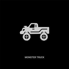 white monster truck vector icon on black background. modern flat monster truck from transportation concept vector sign symbol can be use for web, mobile and logo. © Meth Mehr