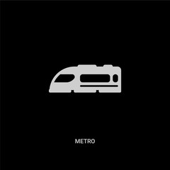 white metro vector icon on black background. modern flat metro from transportation concept vector sign symbol can be use for web, mobile and logo.