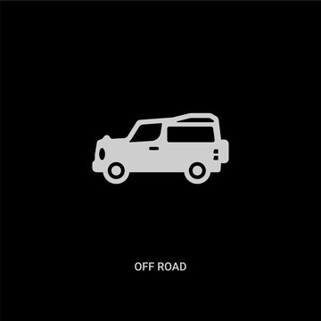 white off road vector icon on black background. modern flat off road from transportation concept vector sign symbol can be use for web, mobile and logo.