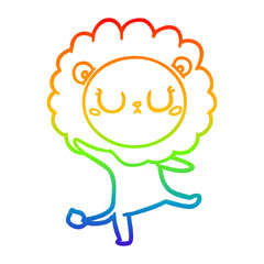 rainbow gradient line drawing cartoon lion dancing
