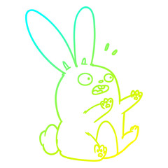 cold gradient line drawing cartoon startled rabbit