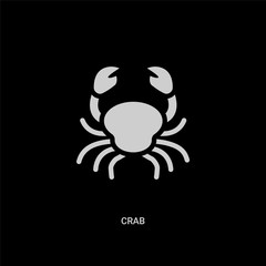 white crab vector icon on black background. modern flat crab from travel concept vector sign symbol can be use for web, mobile and logo.