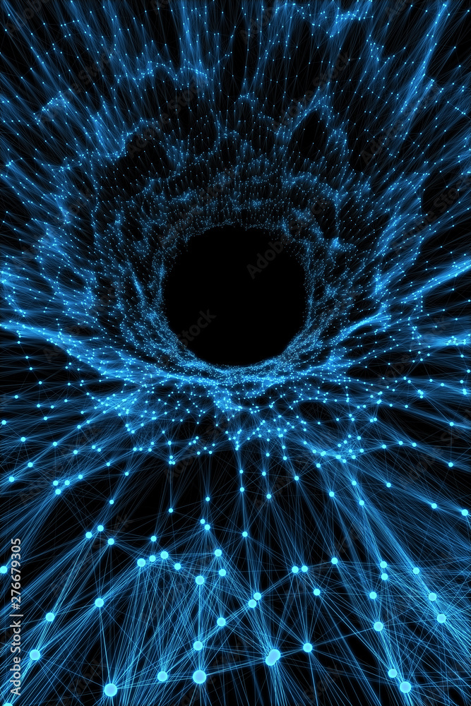 Sticker abstract background imitating tunnel of points and lines