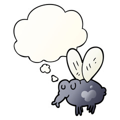 cartoon fly and thought bubble in smooth gradient style