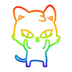 rainbow gradient line drawing cute cartoon cat