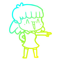 cold gradient line drawing cartoon woman