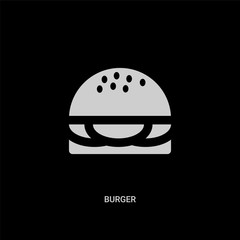 white burger vector icon on black background. modern flat burger from united states of america concept vector sign symbol can be use for web, mobile and logo.