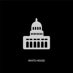 white white house vector icon on black background. modern flat white house from united states of america concept vector sign symbol can be use for web, mobile and logo.