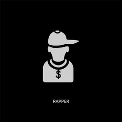 white rapper vector icon on black background. modern flat rapper from united states of america concept vector sign symbol can be use for web, mobile and logo.