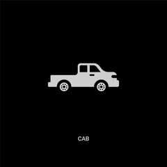 white cab vector icon on black background. modern flat cab from united states of america concept vector sign symbol can be use for web, mobile and logo.