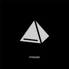 white pyramid vector icon on black background. modern flat pyramid from united states of america concept vector sign symbol can be use for web, mobile and logo.