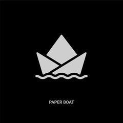 white paper boat vector icon on black background. modern flat paper boat from user interface concept vector sign symbol can be use for web, mobile and logo.