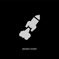 white rocket start vector icon on black background. modern flat rocket start from astronomy concept vector sign symbol can be use for web, mobile and logo.