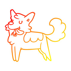 warm gradient line drawing cartoon happy dog