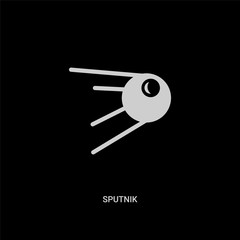 white sputnik vector icon on black background. modern flat sputnik from astronomy concept vector sign symbol can be use for web, mobile and logo.