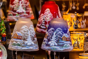 30 December 2018.Colorful decorations on the Christmas market in Alsace.