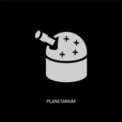 white planetarium vector icon on black background. modern flat planetarium from astronomy concept vector sign symbol can be use for web, mobile and logo.