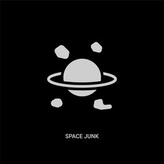 white space junk vector icon on black background. modern flat space junk from astronomy concept vector sign symbol can be use for web, mobile and logo.