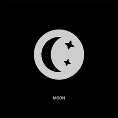 white moon vector icon on black background. modern flat moon from astronomy concept vector sign symbol can be use for web, mobile and logo.