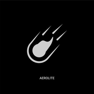 white aerolite vector icon on black background. modern flat aerolite from astronomy concept vector sign symbol can be use for web, mobile and logo.