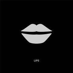 white lips vector icon on black background. modern flat lips from beauty concept vector sign symbol can be use for web, mobile and logo.