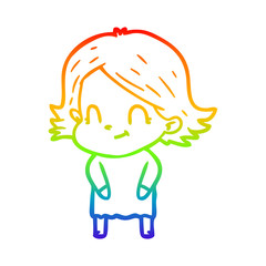 rainbow gradient line drawing cartoon friendly girl