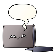 cartoon oil drum and speech bubble in smooth gradient style