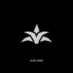 white aloe vera vector icon on black background. modern flat aloe vera from beauty concept vector sign symbol can be use for web, mobile and logo.