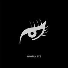 white woman eye vector icon on black background. modern flat woman eye from beauty concept vector sign symbol can be use for web, mobile and logo.