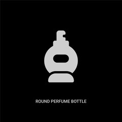 white round perfume bottle vector icon on black background. modern flat round perfume bottle from beauty concept vector sign symbol can be use for web, mobile and logo.