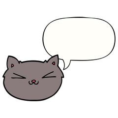 happy cartoon cat and speech bubble