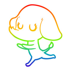 rainbow gradient line drawing cute cartoon elephant