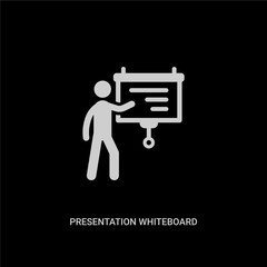 white presentation whiteboard vector icon on black background. modern flat presentation whiteboard from behavior concept vector sign symbol can be use for web, mobile and logo.