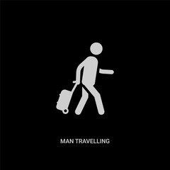 white man travelling vector icon on black background. modern flat man travelling from behavior concept vector sign symbol can be use for web, mobile and logo.