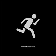 Fototapeta na wymiar white man running vector icon on black background. modern flat man running from behavior concept vector sign symbol can be use for web, mobile and logo.