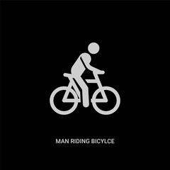 Fototapeta premium white man riding bicylce vector icon on black background. modern flat man riding bicylce from behavior concept vector sign symbol can be use for web, mobile and logo.