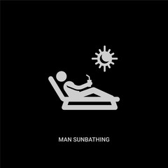 white man sunbathing vector icon on black background. modern flat man sunbathing from behavior concept vector sign symbol can be use for web, mobile and logo.