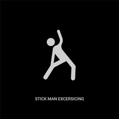 white stick man excersicing vector icon on black background. modern flat stick man excersicing from behavior concept vector sign symbol can be use for web, mobile and logo.