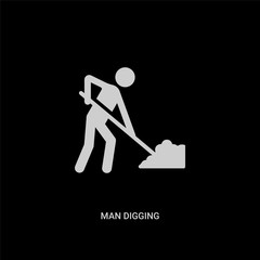 white man digging vector icon on black background. modern flat man digging from behavior concept vector sign symbol can be use for web, mobile and logo.