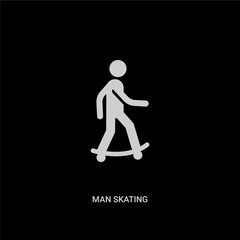 Fototapeta na wymiar white man skating vector icon on black background. modern flat man skating from behavior concept vector sign symbol can be use for web, mobile and logo.