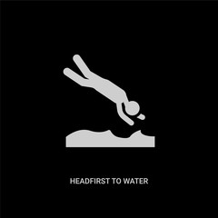 white headfirst to water vector icon on black background. modern flat headfirst to water from behavior concept vector sign symbol can be use for web, mobile and logo.